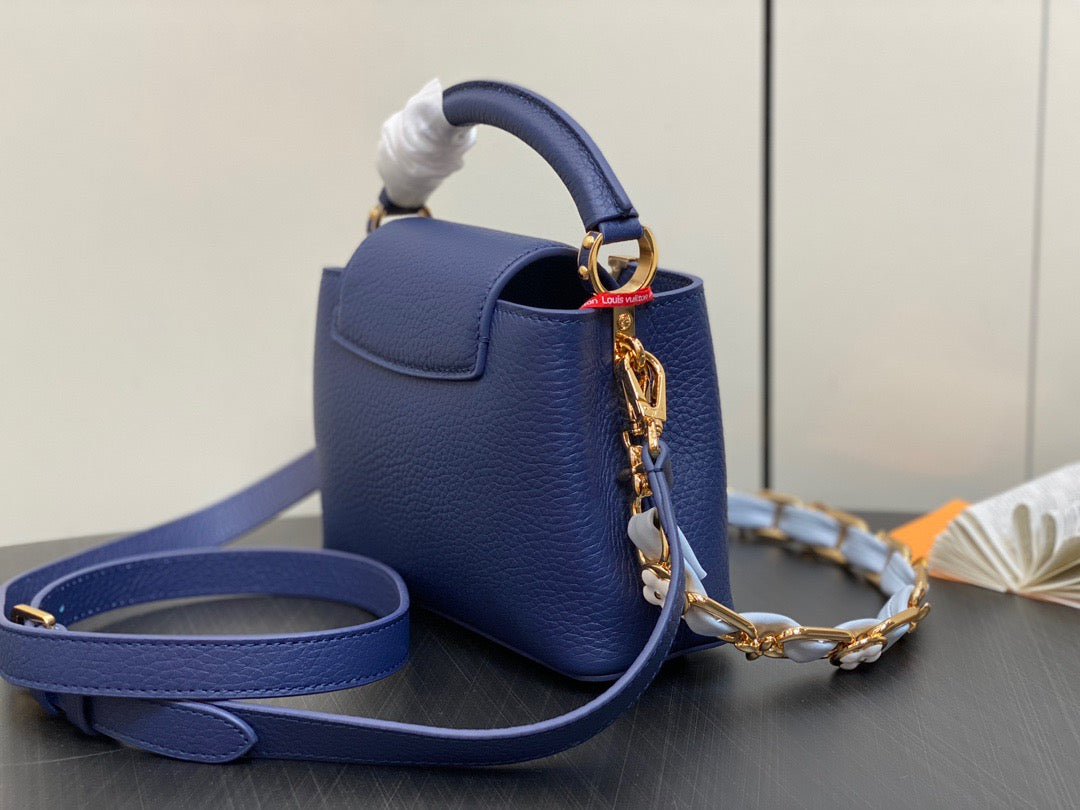 Louis Vuitton Capucines Mini  Bag In Dark Blue