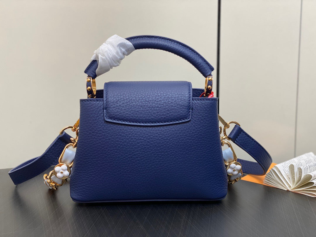 Louis Vuitton Capucines Mini  Bag In Dark Blue