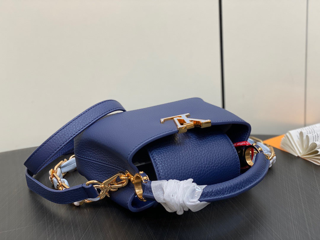 Louis Vuitton Capucines Mini  Bag In Dark Blue