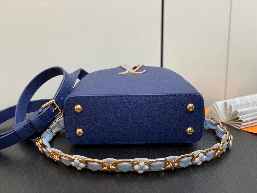 Louis Vuitton Capucines Mini  Bag In Dark Blue