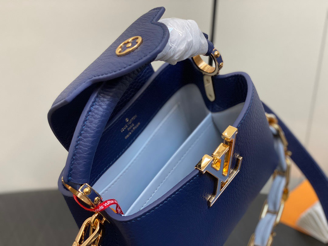 Louis Vuitton Capucines Mini  Bag In Dark Blue