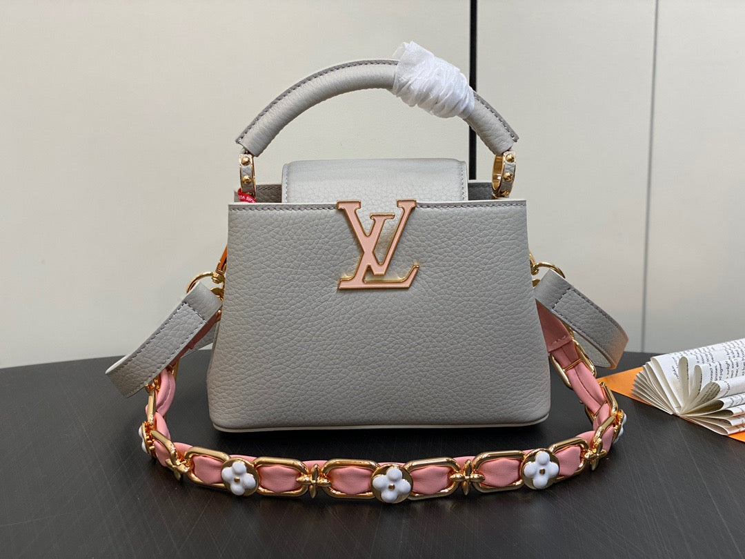 Louis Vuitton Capucines Mini  Bag In Gray