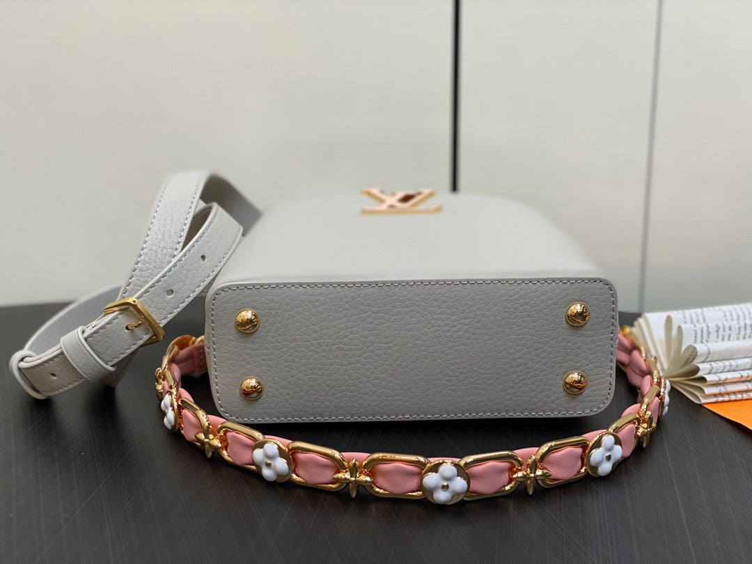 Louis Vuitton Capucines Mini  Bag In Gray