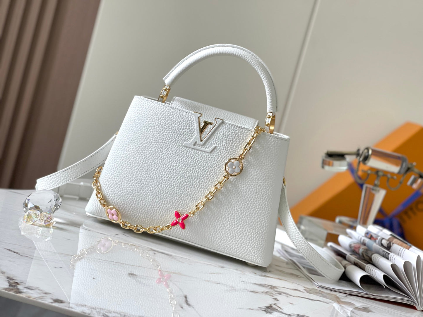 Louis Vuitton Capucines Small  Bag In White