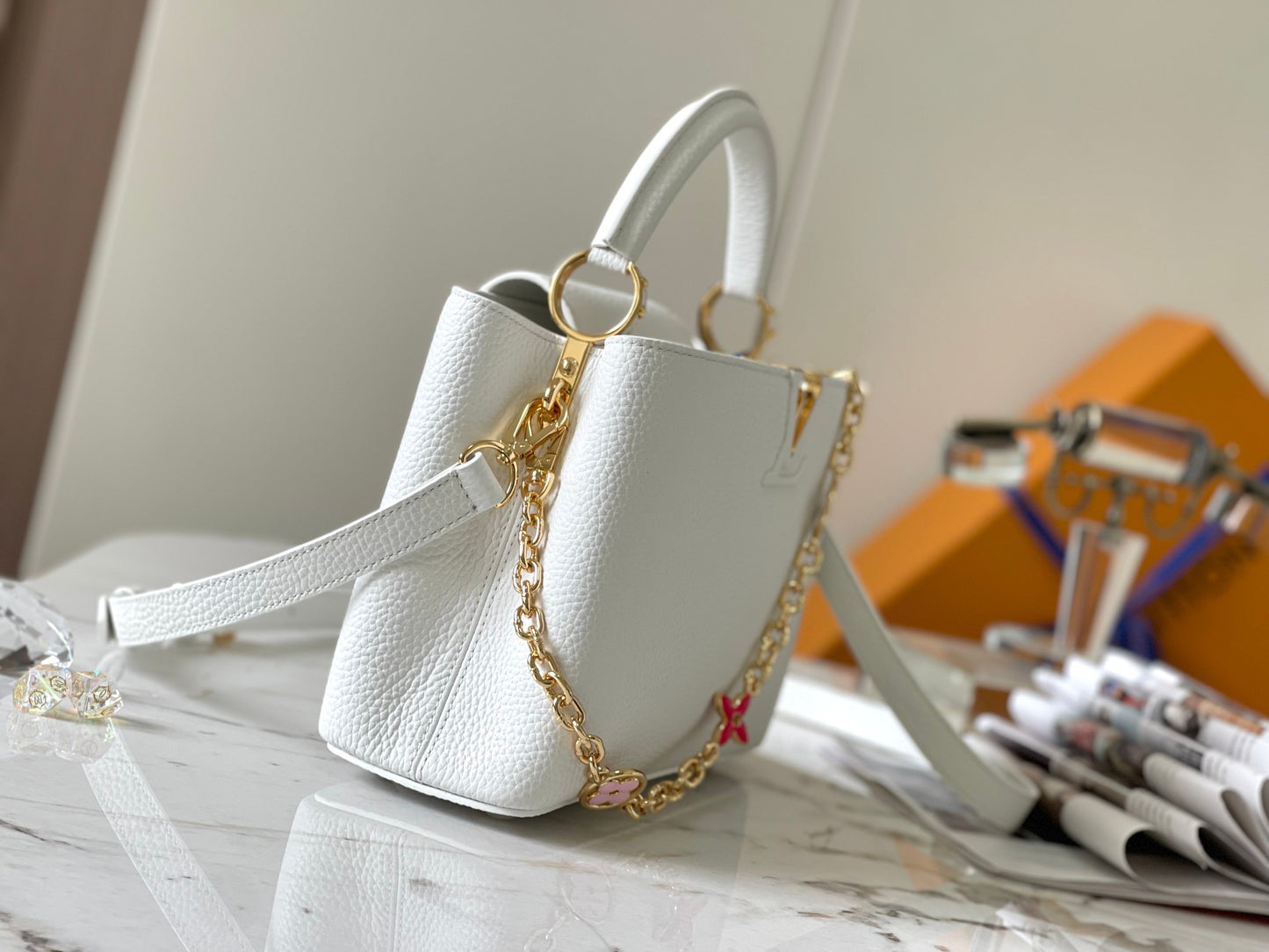 Louis Vuitton Capucines Small  Bag In White