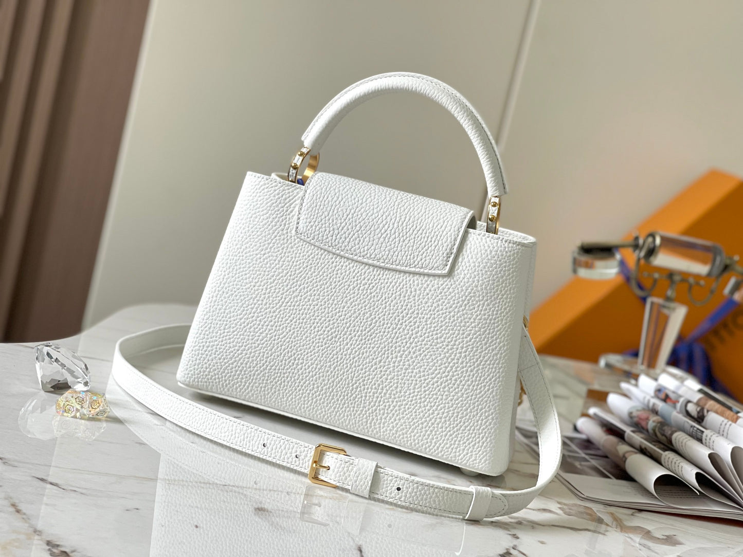 Louis Vuitton Capucines Small  Bag In White