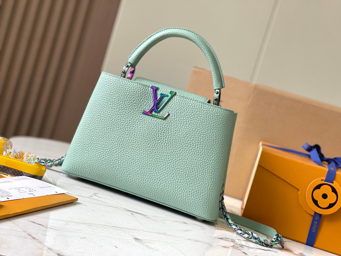 Louis Vuitton Capucines Small  Bag In Mint Green