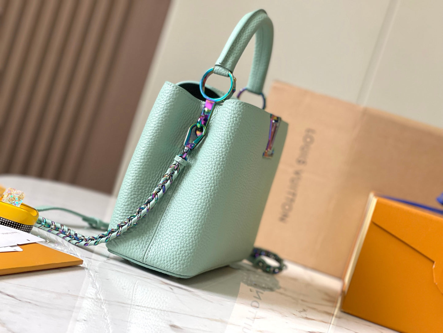 Louis Vuitton Capucines Small  Bag In Mint Green