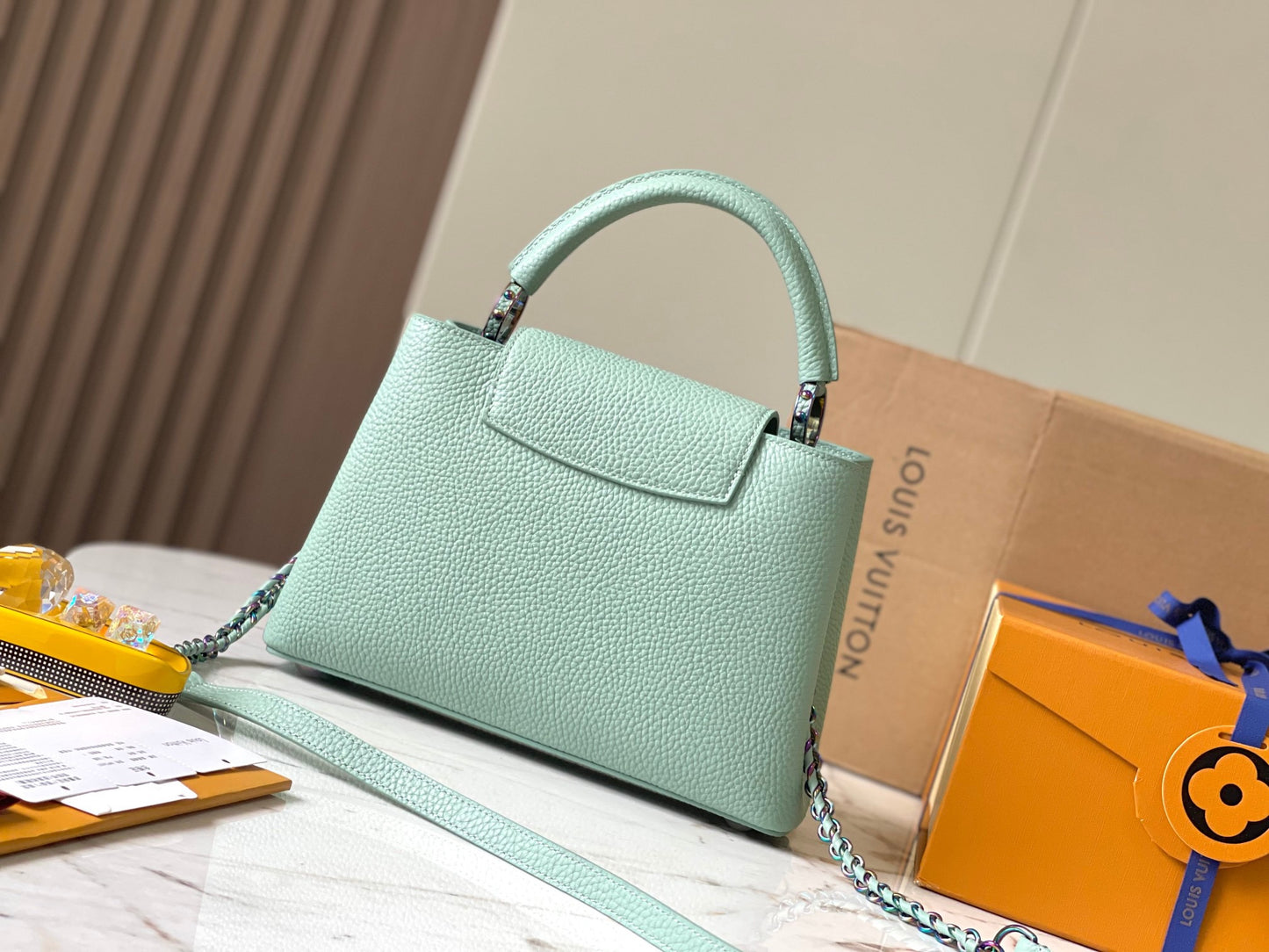 Louis Vuitton Capucines Small  Bag In Mint Green