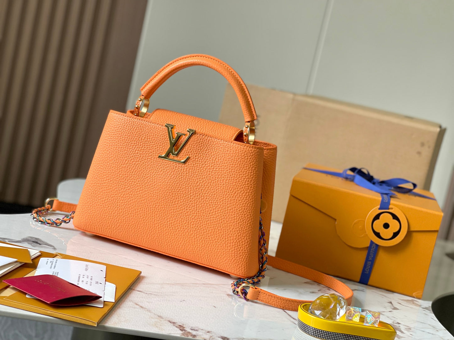 Louis Vuitton Capucines Small  Bag In Orange