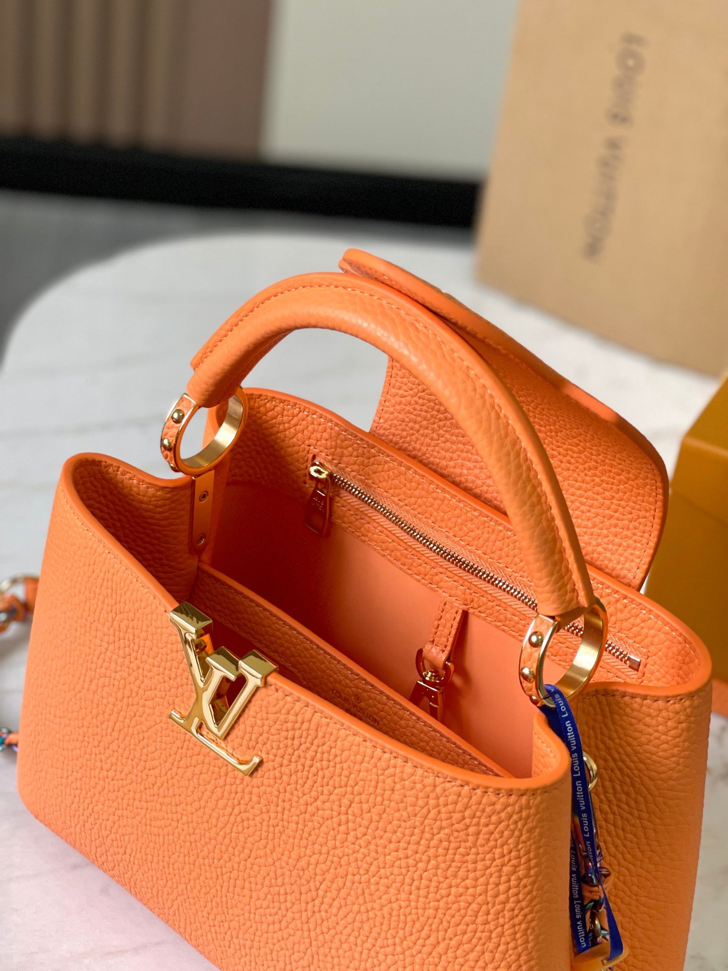 Louis Vuitton Capucines Small  Bag In Orange