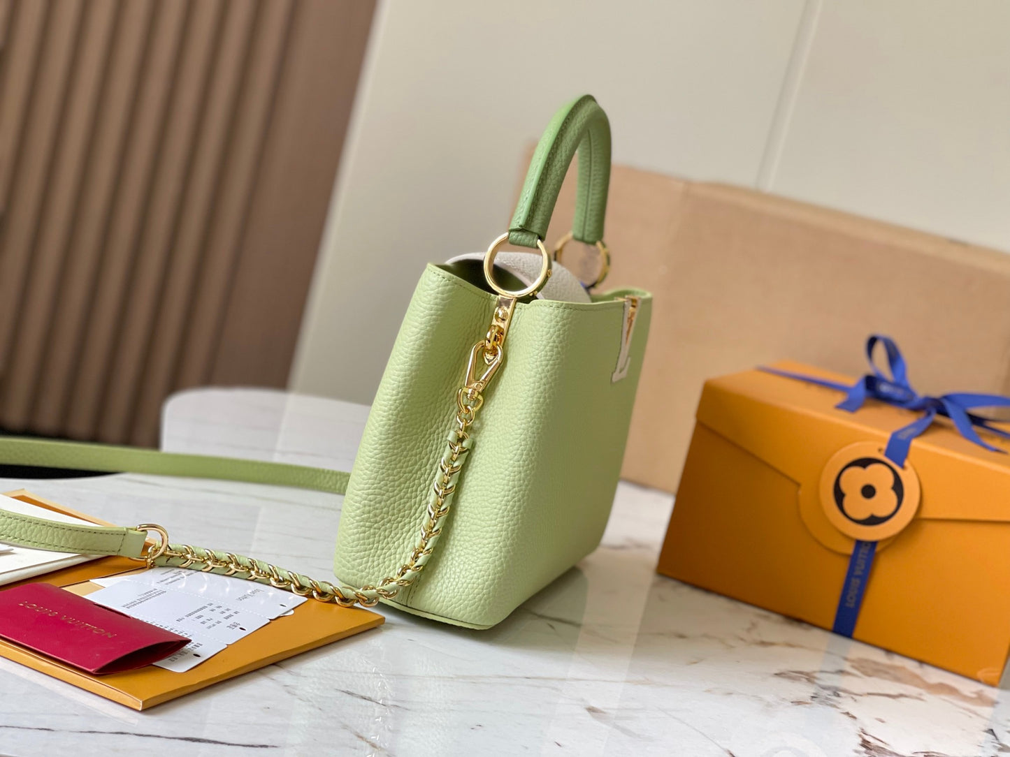 Louis Vuitton Capucines Small  Bag In Light Green