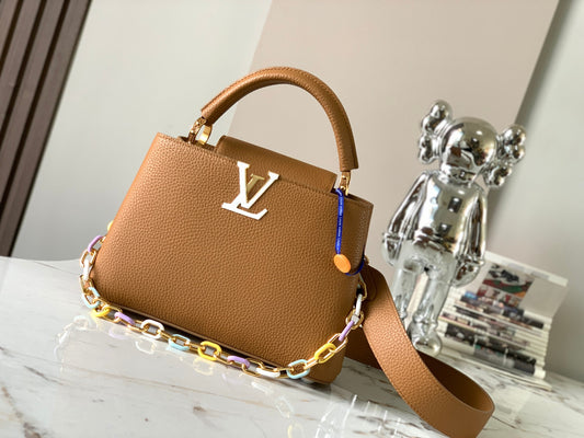 Louis Vuitton Capucines Small  Bag In Gold Brown