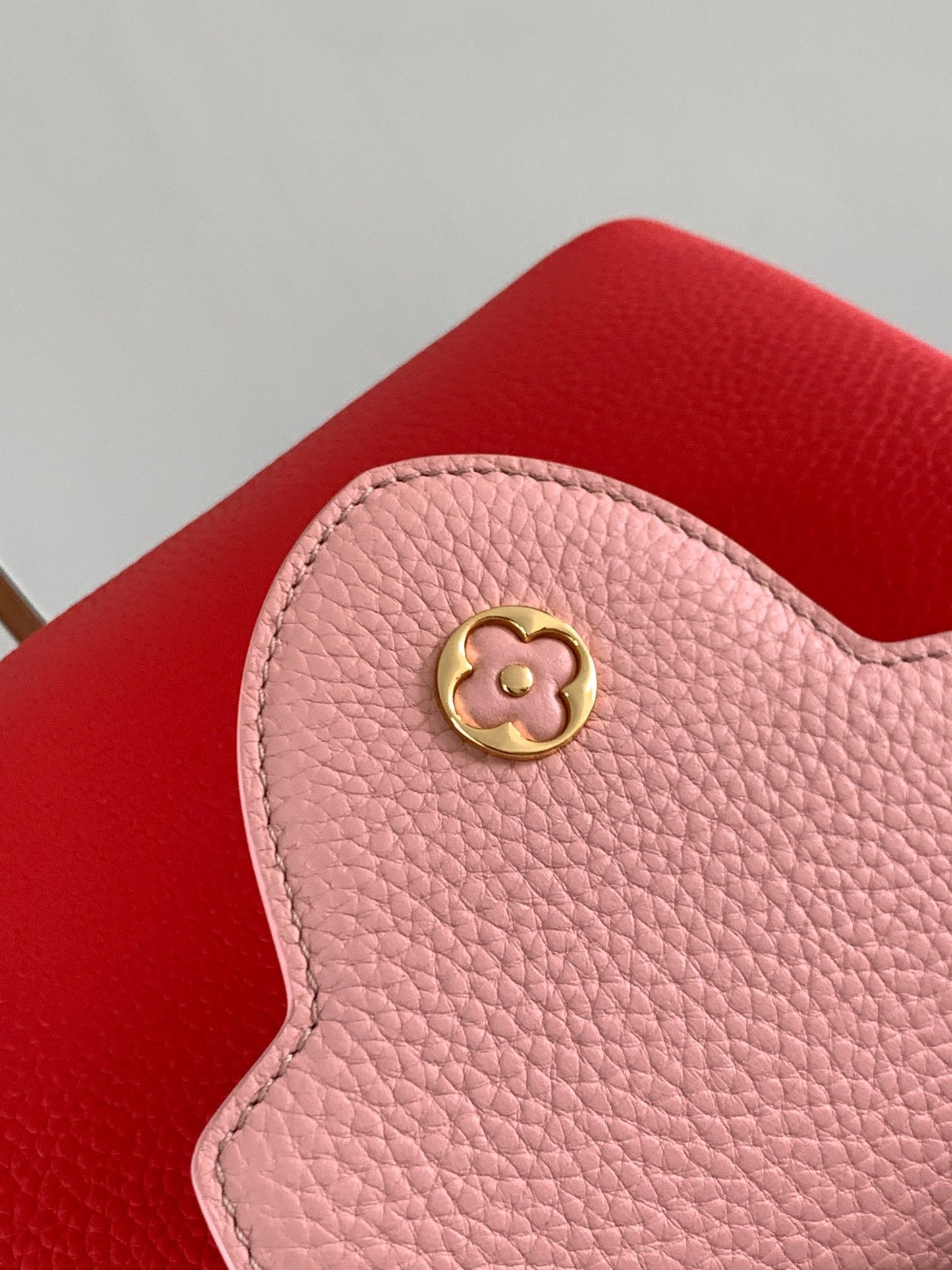 Louis Vuitton Capucines Small  Bag In Red With Pink Handle