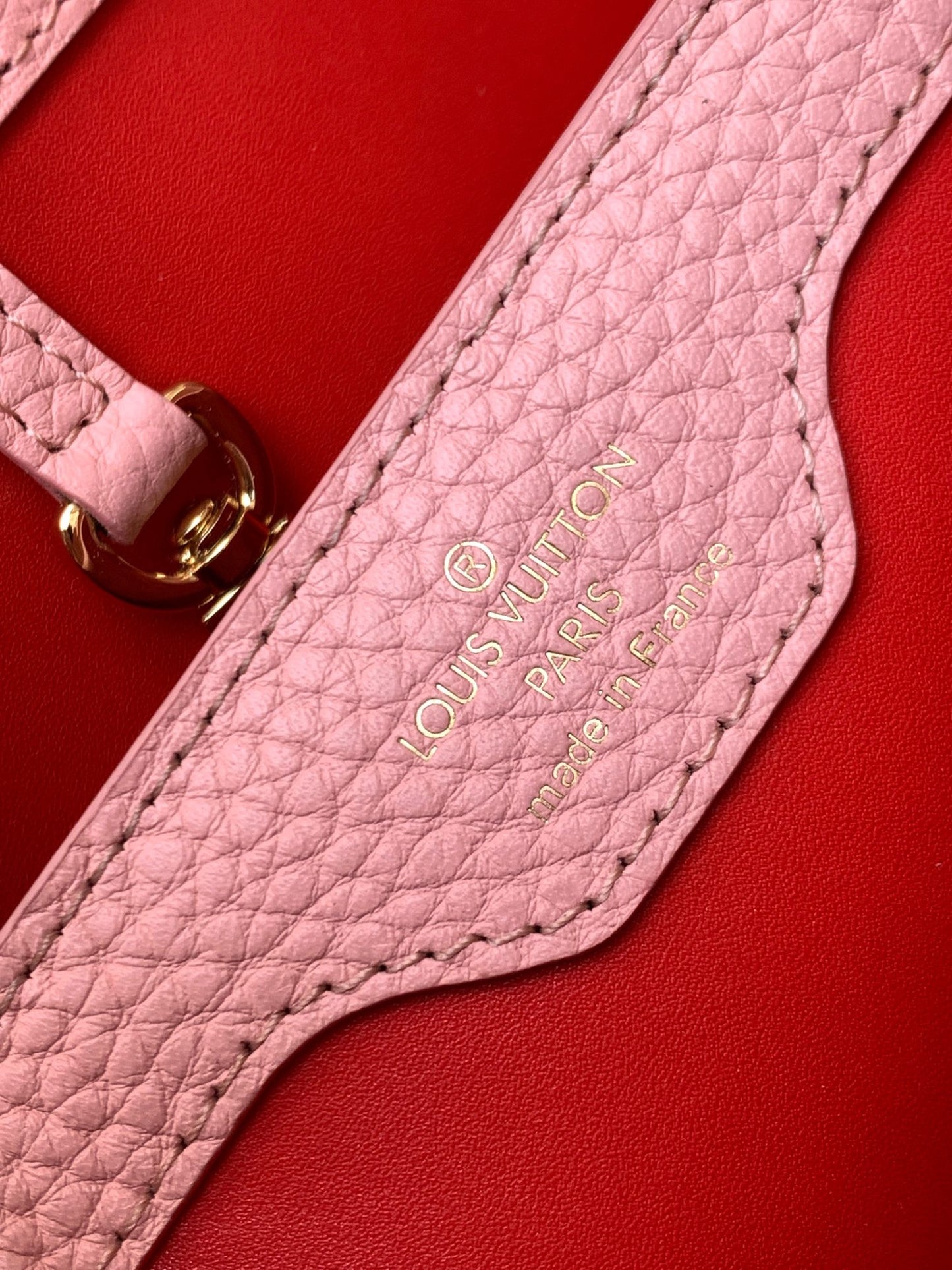 Louis Vuitton Capucines Small  Bag In Red With Pink Handle