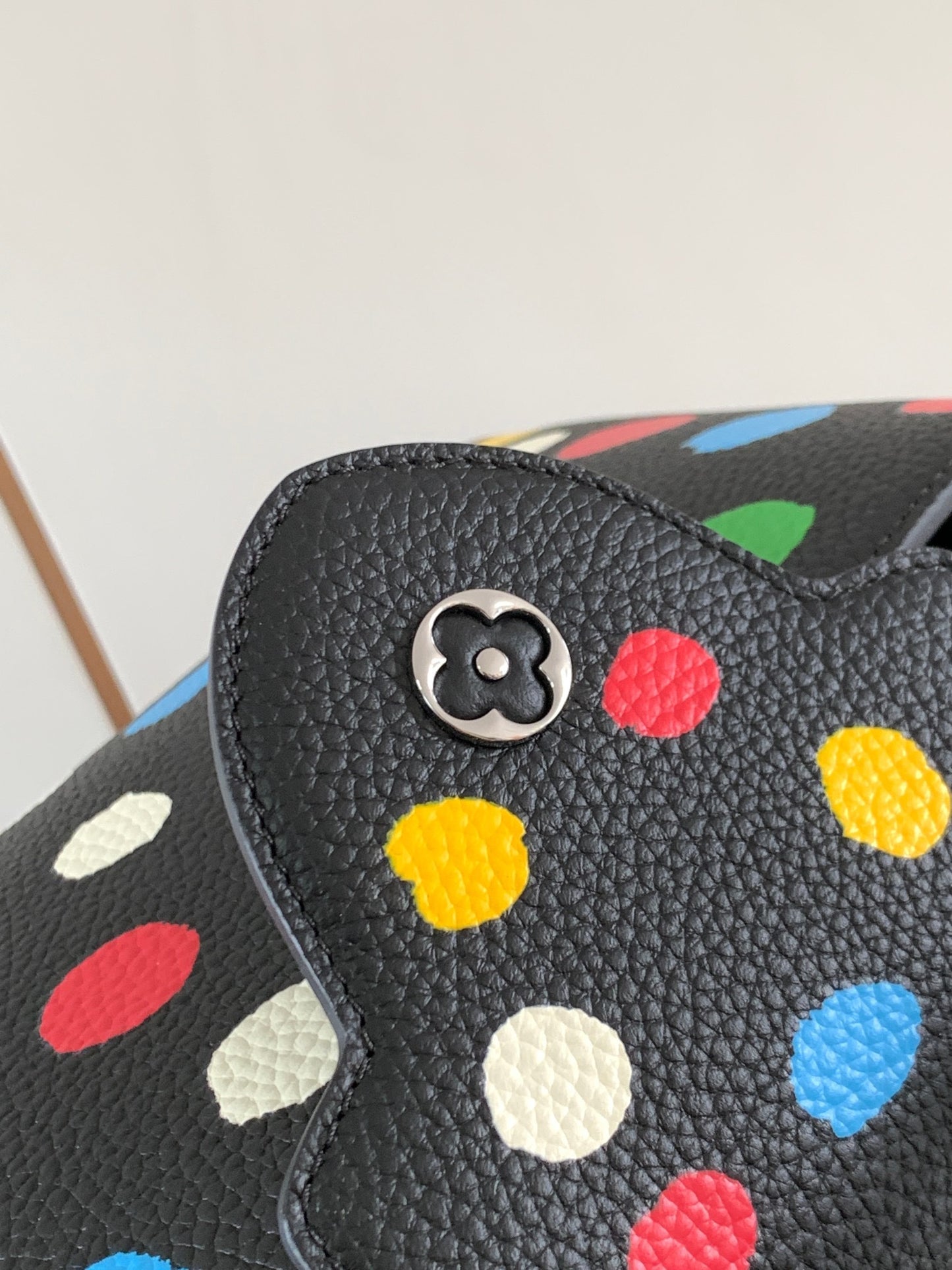 Louis Vuitton Capucines Small  Bag In Black With  Colorful Polka Dots