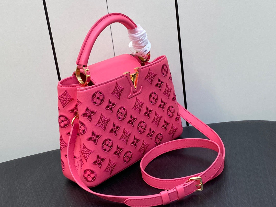 Louis Vuitton Capucines Small  Bag In Pink Embroidered Bag