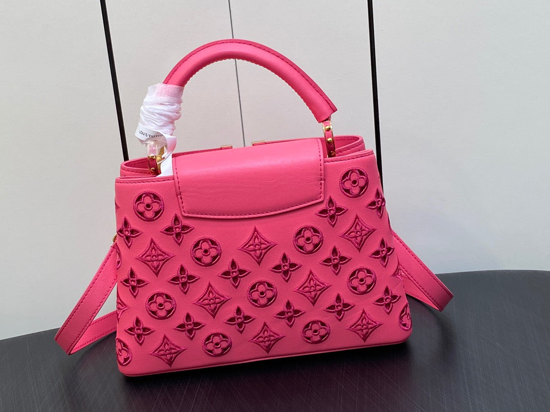 Louis Vuitton Capucines Small  Bag In Pink Embroidered Bag