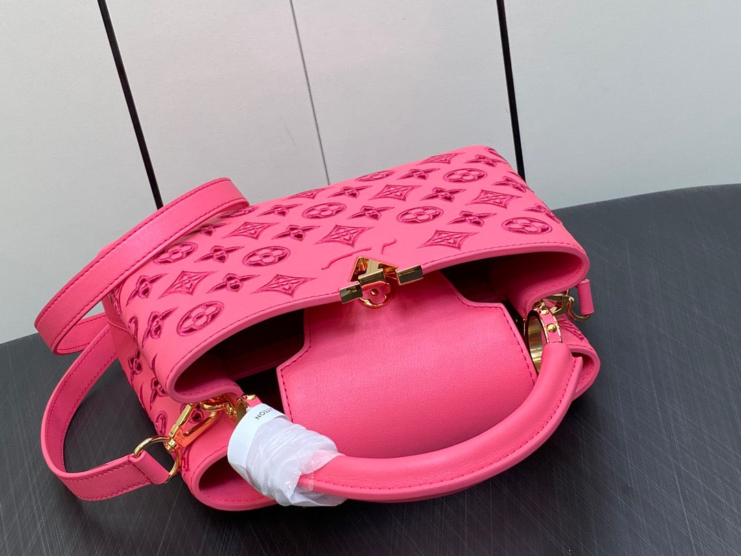 Louis Vuitton Capucines Small  Bag In Pink Embroidered Bag