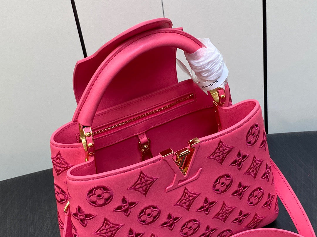 Louis Vuitton Capucines Small  Bag In Pink Embroidered Bag