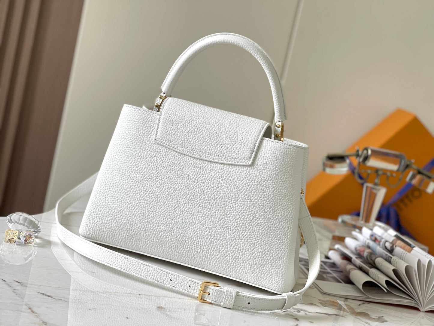 Louis Vuitton Capucines Medium Bag In White