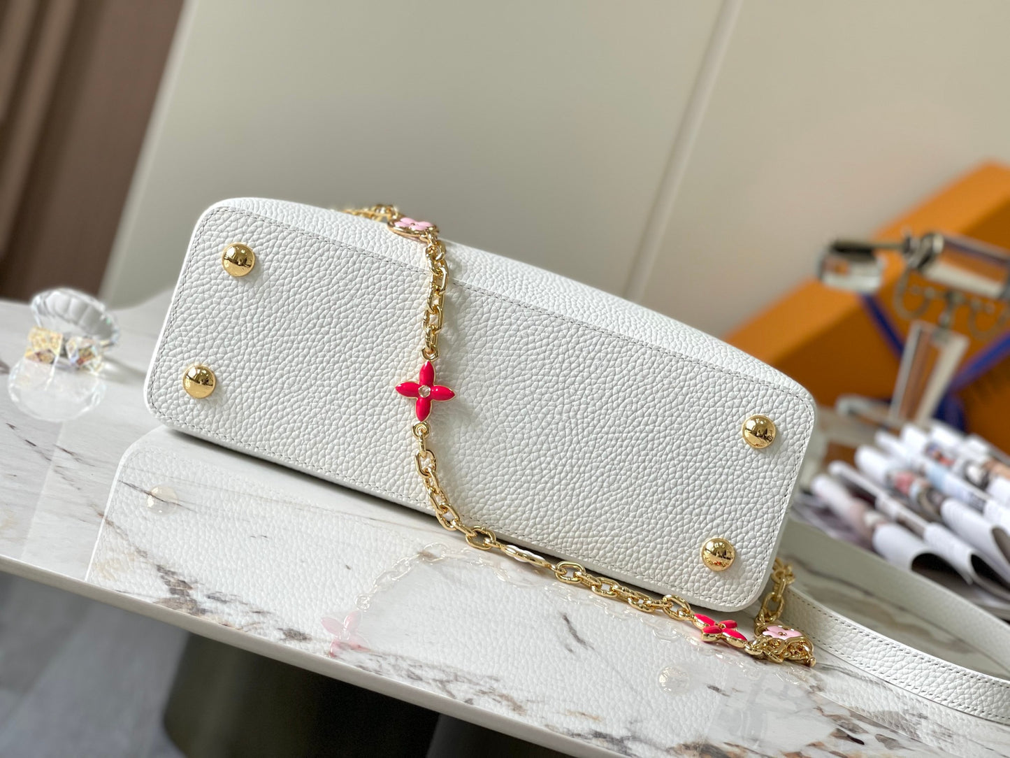 Louis Vuitton Capucines Medium Bag In White