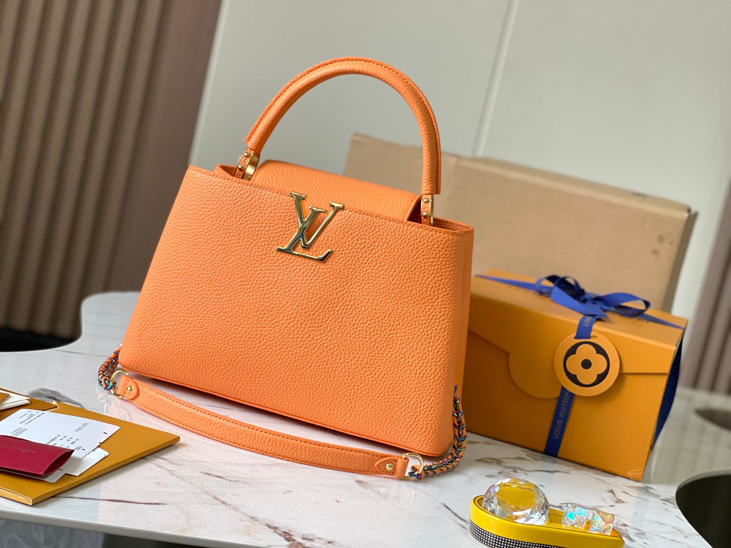 Louis Vuitton Capucines Medium Bag In Orange