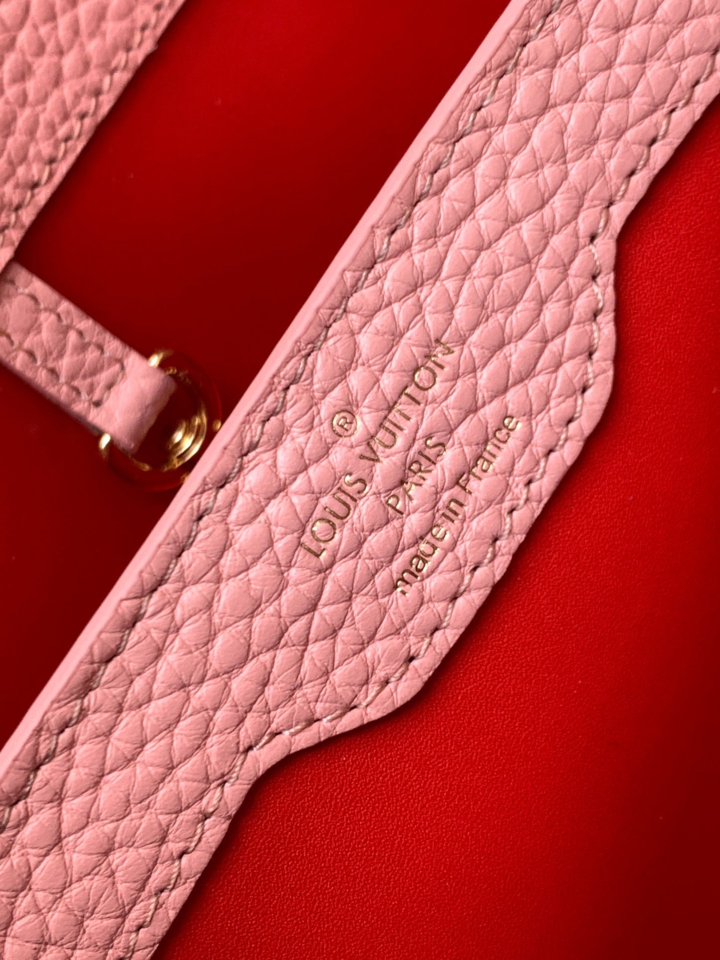 Louis Vuitton Capucines Medium Bag In Red With Pink Handle