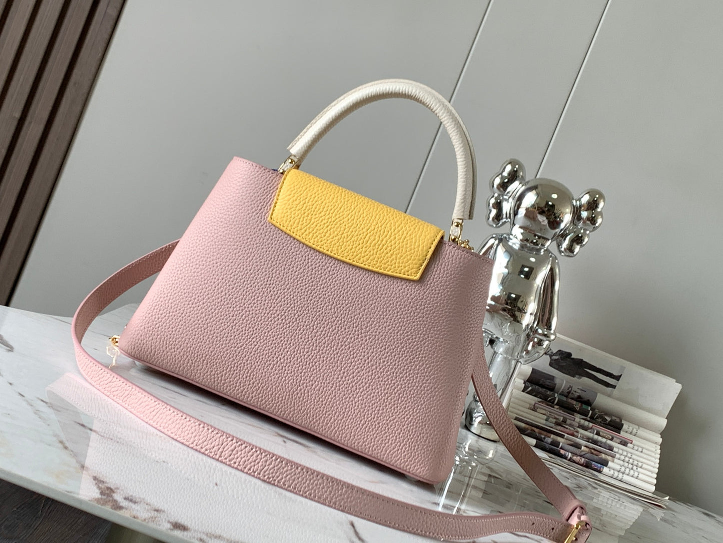 Louis Vuitton Capucines Medium Bag In Pink With Beige Handle