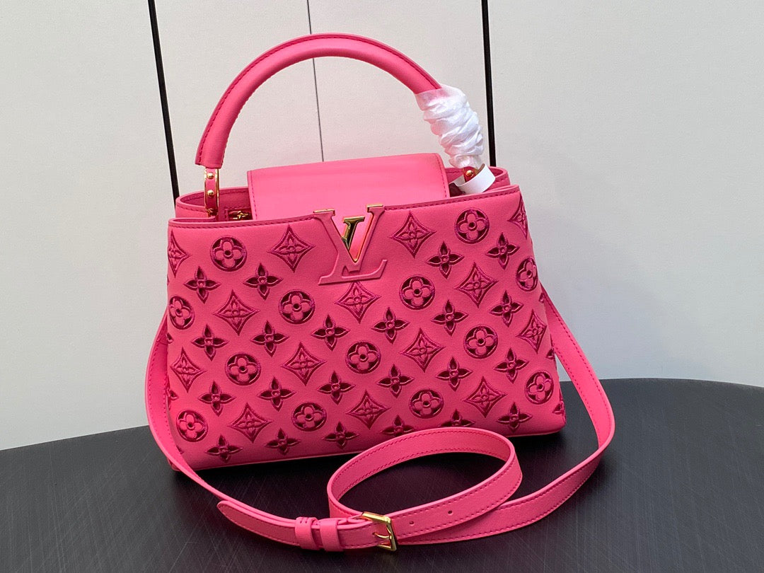 Louis Vuitton Capucines Medium Bag In Pink Embroidery Pattern