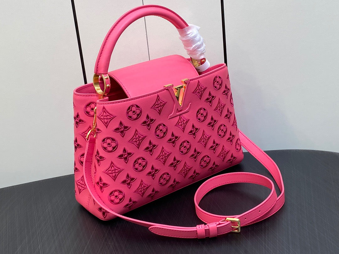 Louis Vuitton Capucines Medium Bag In Pink Embroidery Pattern