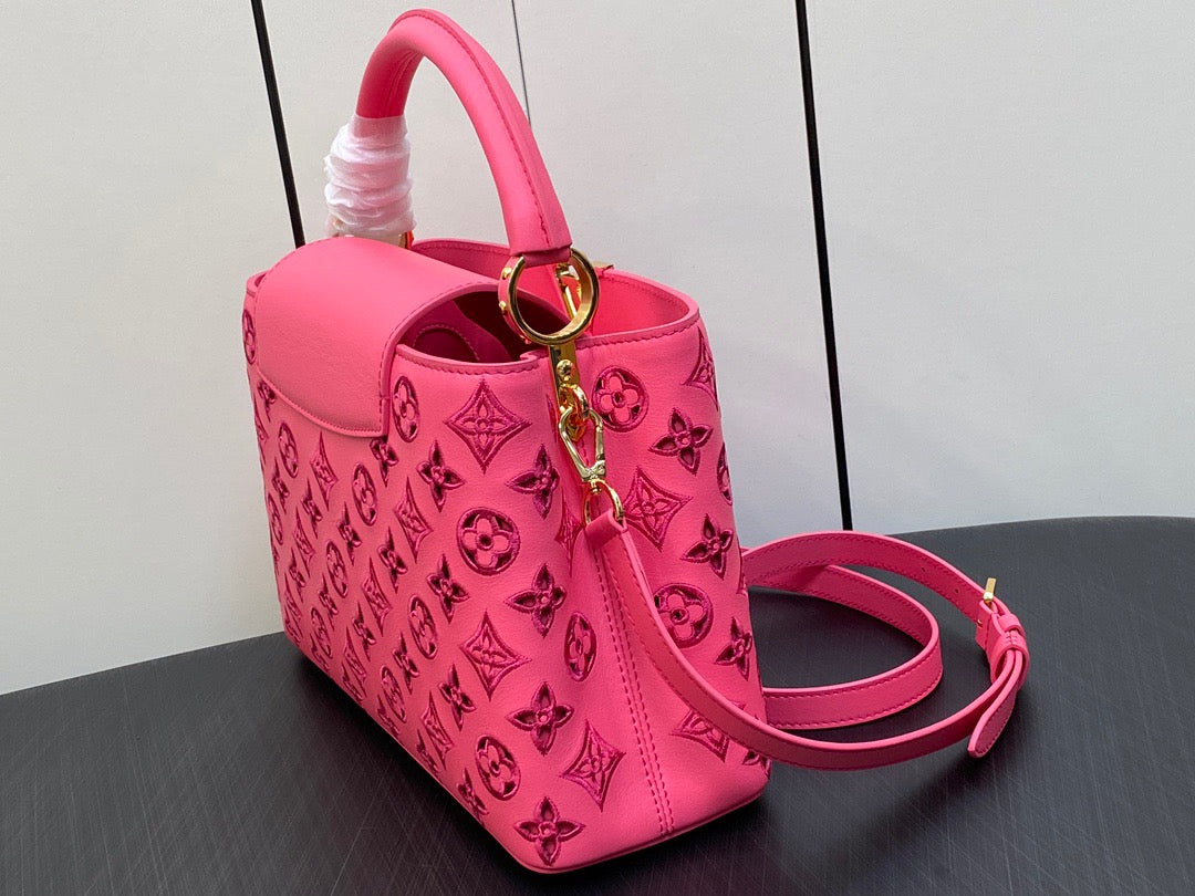 Louis Vuitton Capucines Medium Bag In Pink Embroidery Pattern