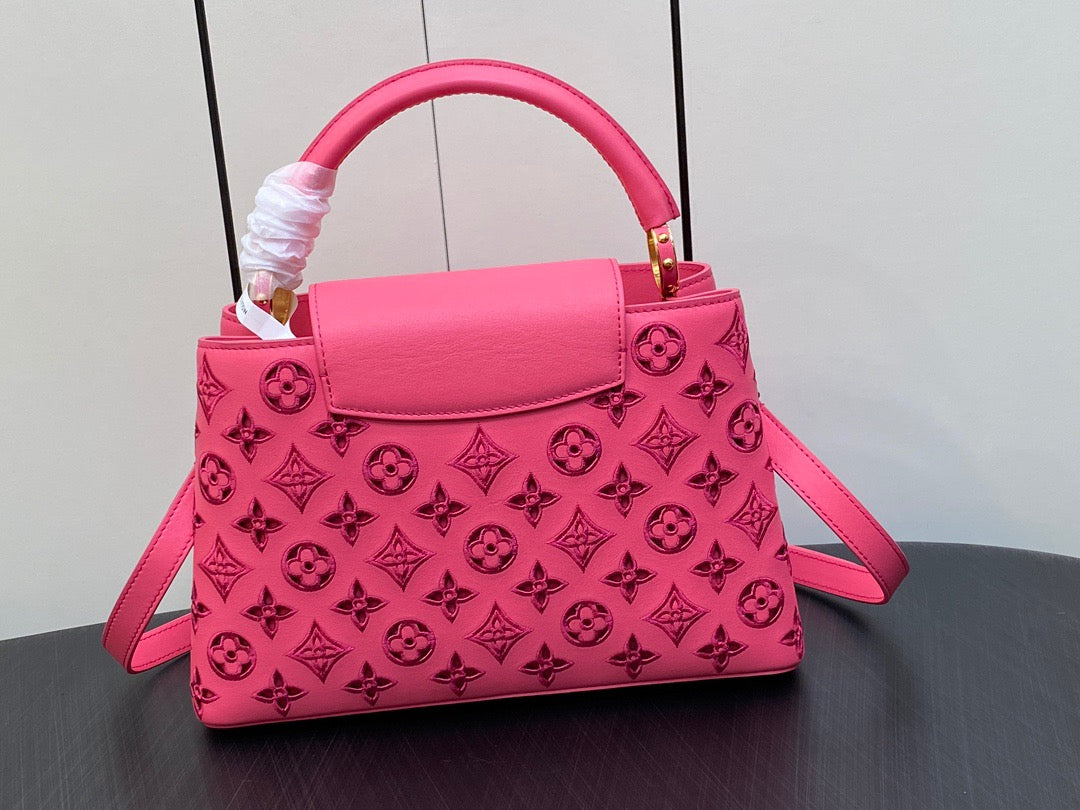 Louis Vuitton Capucines Medium Bag In Pink Embroidery Pattern