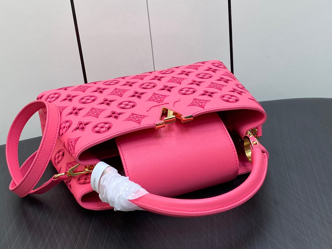 Louis Vuitton Capucines Medium Bag In Pink Embroidery Pattern