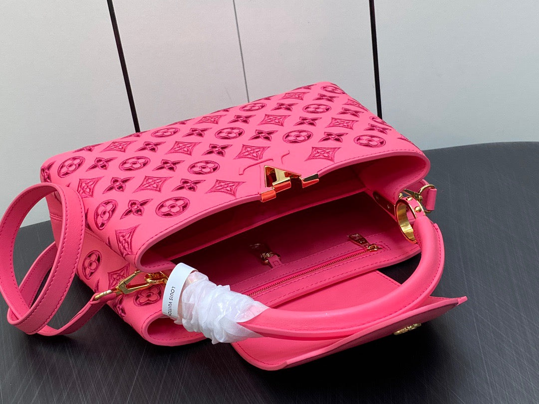 Louis Vuitton Capucines Medium Bag In Pink Embroidery Pattern