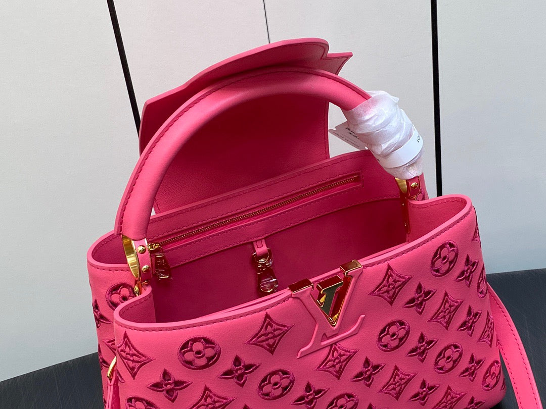 Louis Vuitton Capucines Medium Bag In Pink Embroidery Pattern