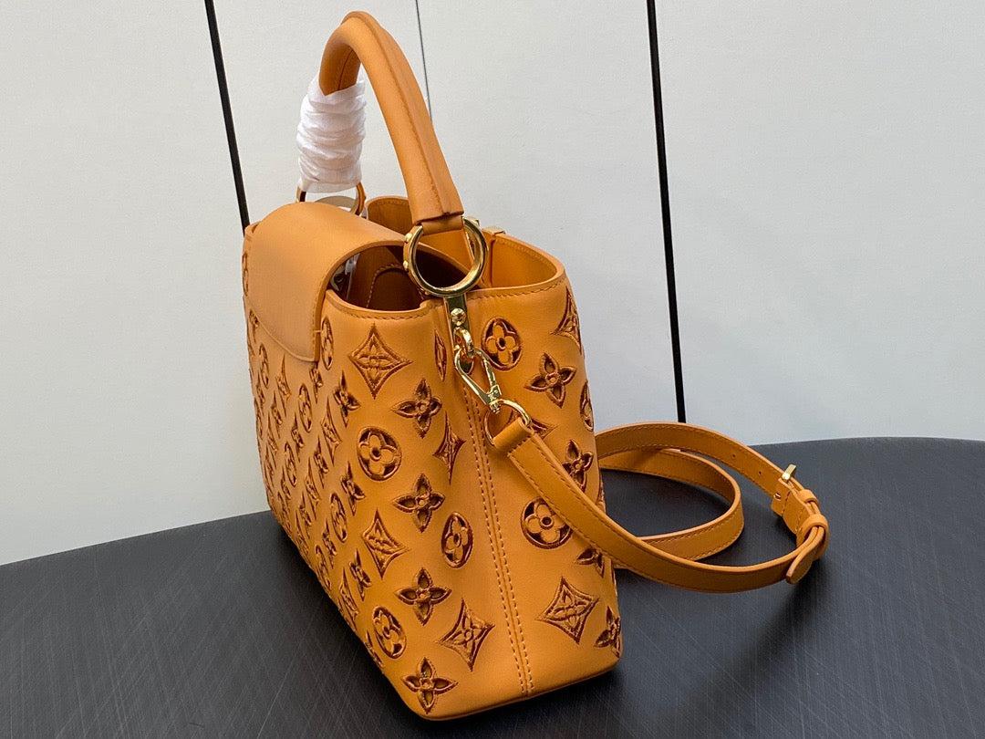 Louis Vuitton Capucines Medium Bag In Khaki Embroidery Pattern