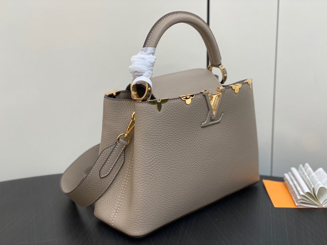 Louis Vuitton Capucines Medium Bag In Gray