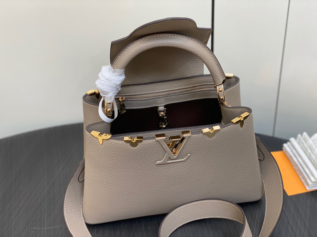 Louis Vuitton Capucines Medium Bag In Gray