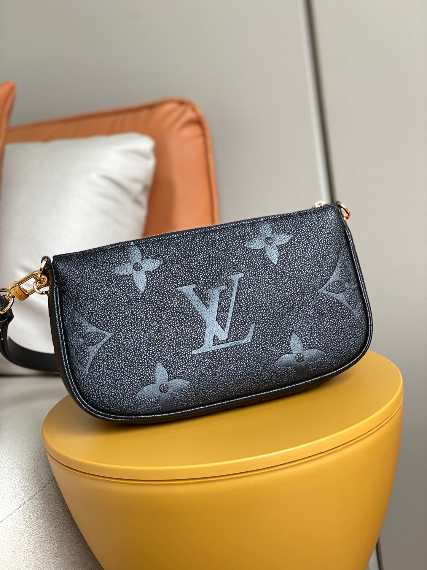 Louis Vuitton Large Pochette Accessories In Black Embossed