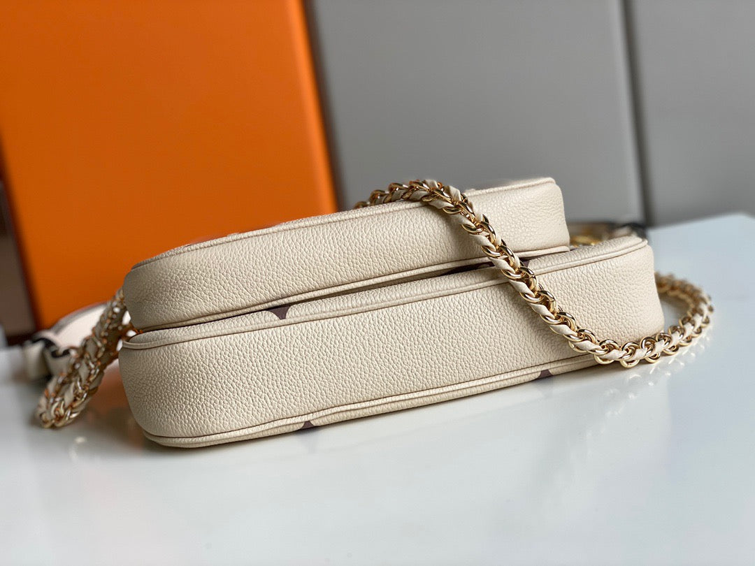 Louis Vuitton Large Pochette Accessories In Beige With Brown Presbyopia