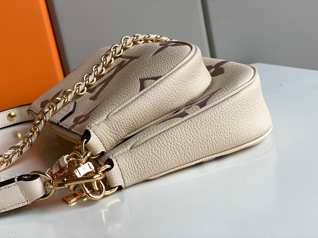 Louis Vuitton Large Pochette Accessories In Beige With Brown Presbyopia