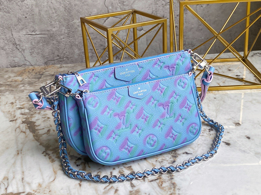 Louis Vuitton Large Pochette Accessories In Blue With Purple Presbyopia