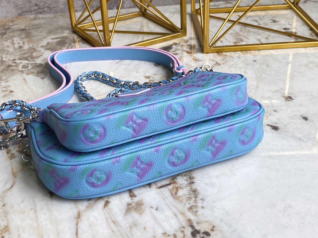 Louis Vuitton Large Pochette Accessories In Blue With Purple Presbyopia