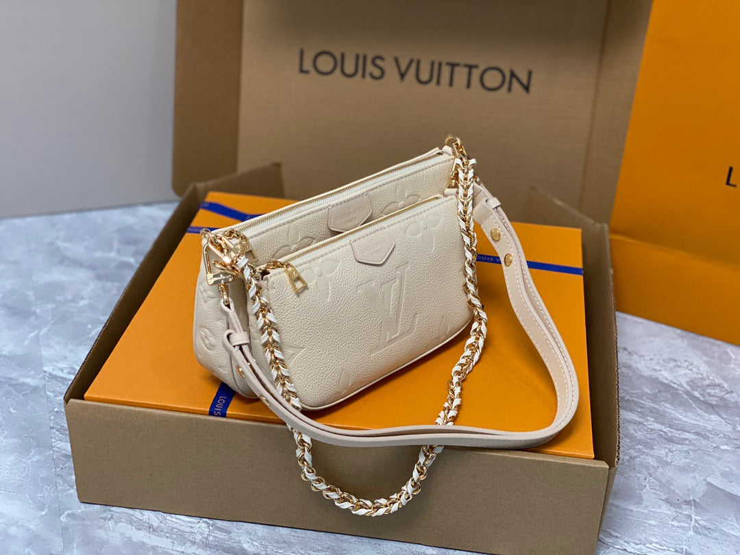 Louis Vuitton Large Pochette Accessories In Beige Embossed