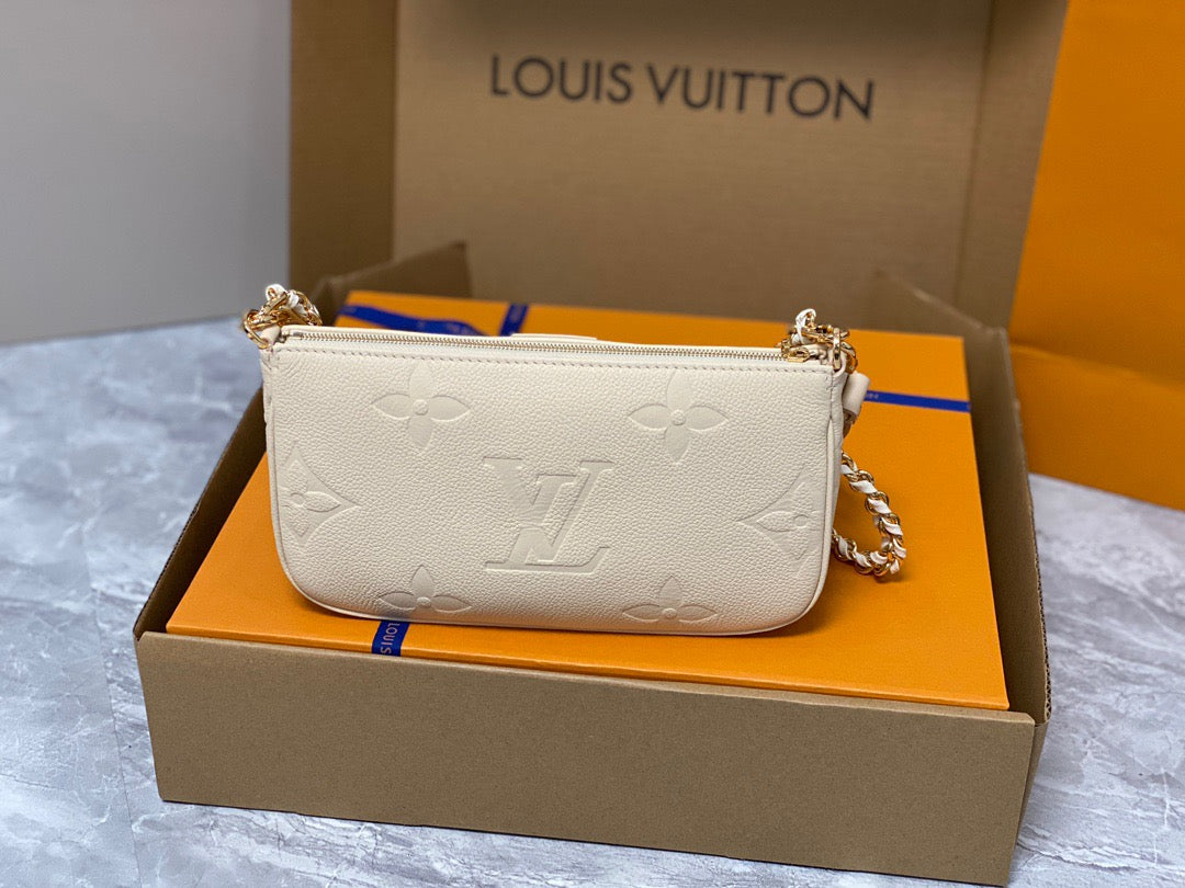 Louis Vuitton Large Pochette Accessories In Beige Embossed