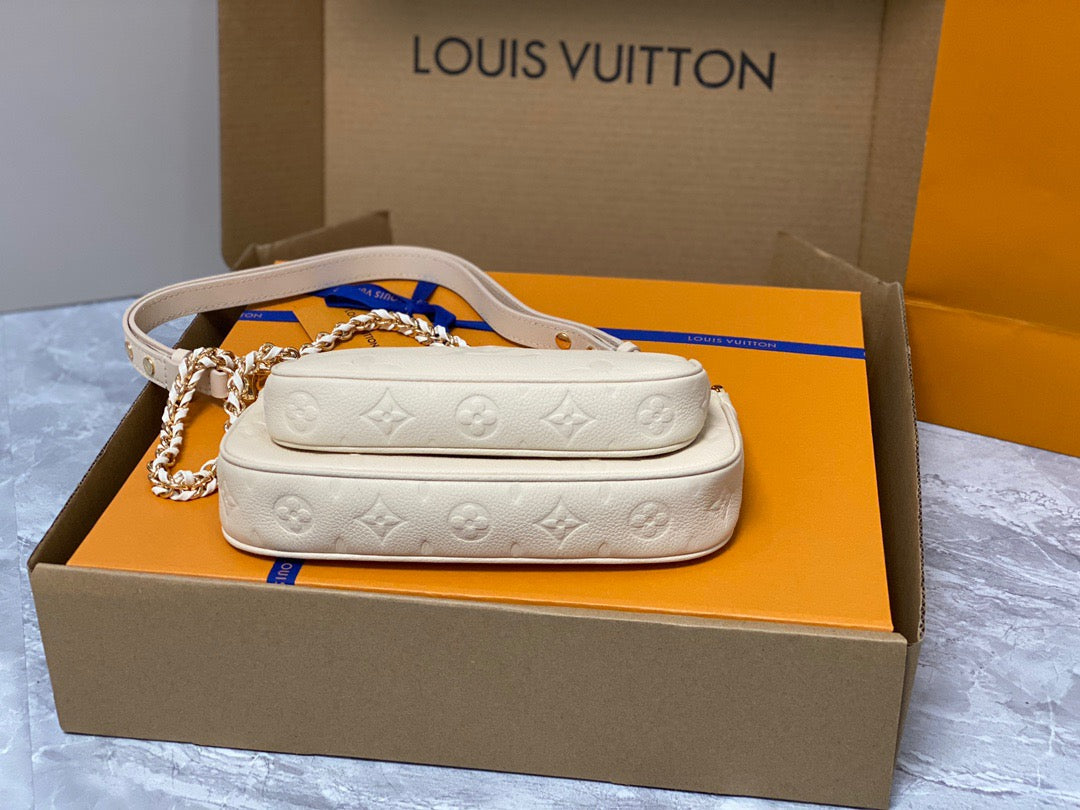 Louis Vuitton Large Pochette Accessories In Beige Embossed