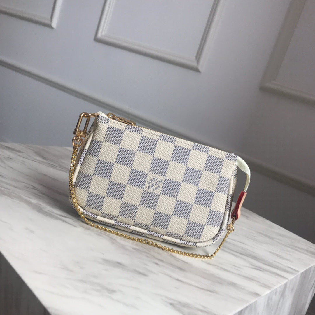 Louis Vuitton Micro Pochette Accessories With White Checkerboard