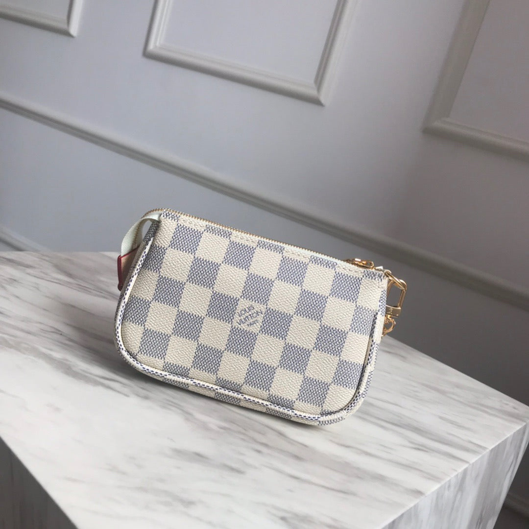 Louis Vuitton Micro Pochette Accessories With White Checkerboard