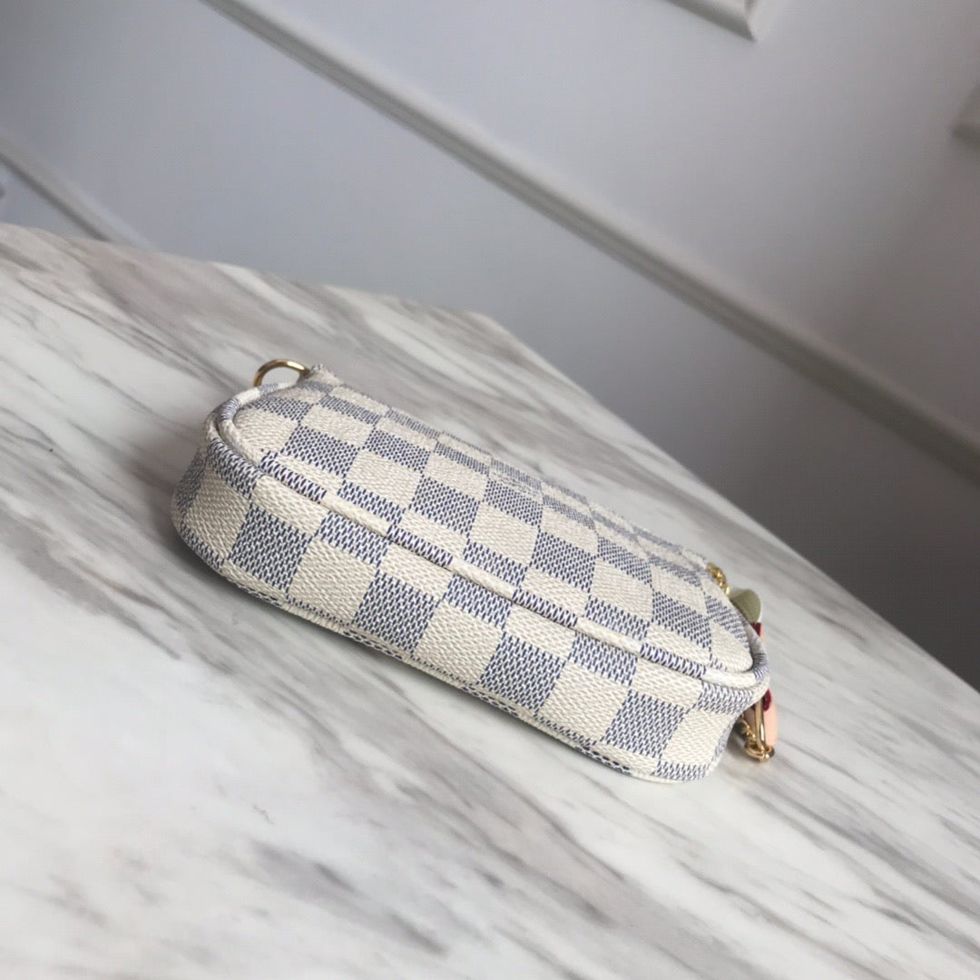 Louis Vuitton Micro Pochette Accessories With White Checkerboard